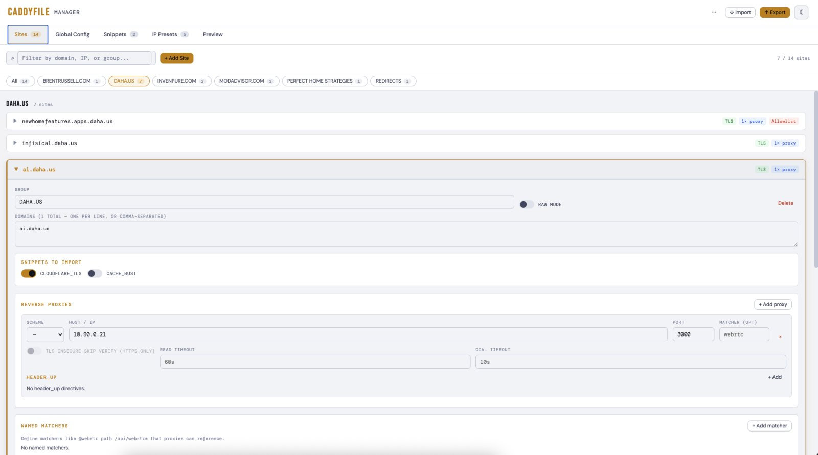 CaddyFile Manager
