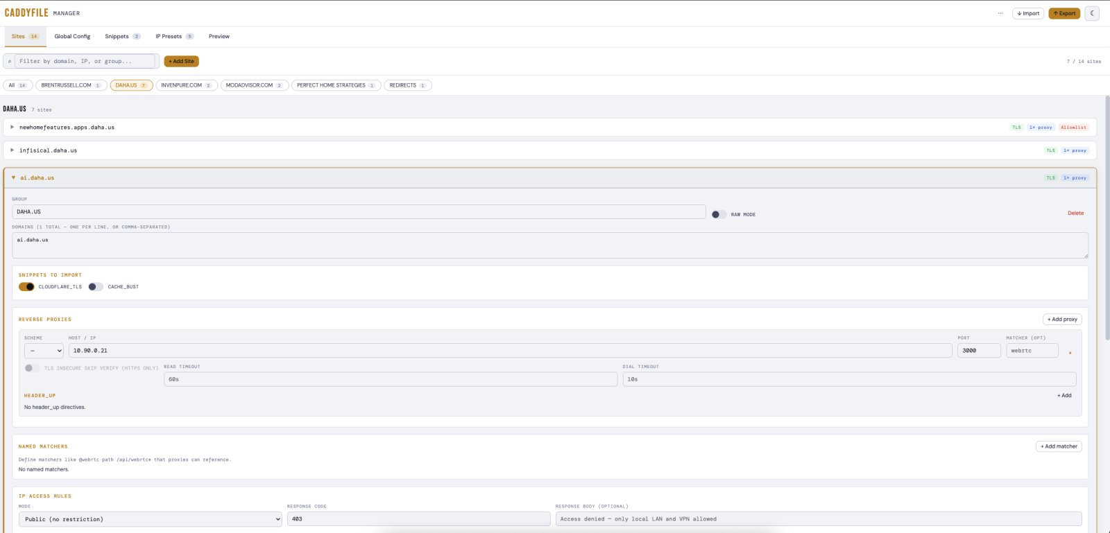 CaddyFile Manager